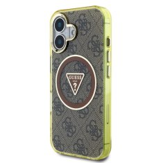 Guess Zadní kryt IML 4G Glitter and Triangle Logo MagSafe pro iPhone 16 Brown