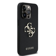 Guess Zadní kryt PU Grained 4G Metal Logo pro iPhone 13 Pro Black