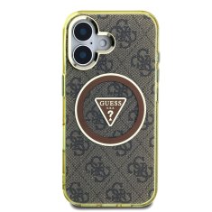 Guess Zadní kryt IML 4G Glitter and Triangle Logo MagSafe pro iPhone 16 Brown