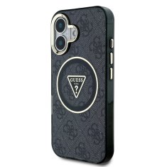 Guess Zadní kryt IML 4G Glitter and Triangle Logo MagSafe pro iPhone 16 Black