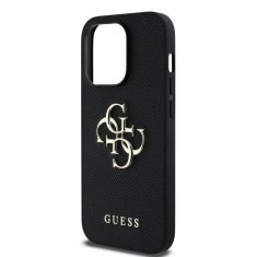 Guess Zadní kryt PU Grained 4G Metal Logo pro iPhone 13 Pro Black