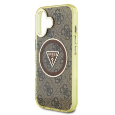 Guess Zadní kryt IML 4G Glitter and Triangle Logo MagSafe pro iPhone 16 Brown