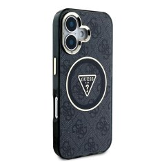 Guess Zadní kryt IML 4G Glitter and Triangle Logo MagSafe pro iPhone 16 Black