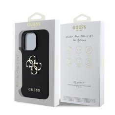 Guess Zadní kryt PU Grained 4G Metal Logo pro iPhone 13 Pro Black