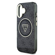 Guess Zadní kryt IML 4G Glitter and Triangle Logo MagSafe pro iPhone 16 Black