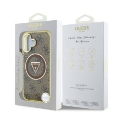 Guess Zadní kryt IML 4G Glitter and Triangle Logo MagSafe pro iPhone 16 Brown