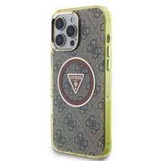 Guess Zadní kryt IML 4G Glitter and Triangle Logo MagSafe pro iPhone 16 Pro Brown