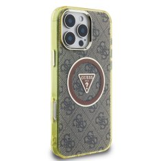 Guess Zadní kryt IML 4G Glitter and Triangle Logo MagSafe pro iPhone 16 Pro Brown