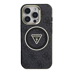 Guess Zadní kryt IML 4G Glitter and Triangle Logo MagSafe pro iPhone 16 Pro Max Black