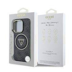 Guess Zadní kryt IML 4G Glitter and Triangle Logo MagSafe pro iPhone 16 Pro Max Black