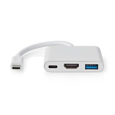 Nedis CCGB64770WT01 multiport adaptér USB-C na USB-C + USB 3.0 + HDMI, 5 Gbps, bílá