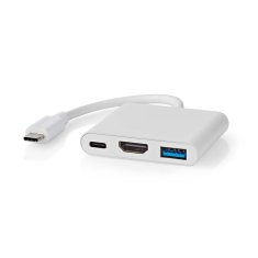 Nedis CCGB64770WT01 multiport adaptér USB-C na USB-C + USB 3.0 + HDMI, 5 Gbps, bílá