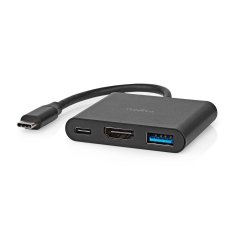 Nedis CCGB64770BK01 multiport adaptér USB-C na USB-C + USB 3.0 + HDMI, 5 Gbps, černá