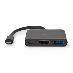 Nedis CCGB64770BK01 multiport adaptér USB-C na USB-C + USB 3.0 + HDMI, 5 Gbps, černá