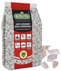 BioVita Dekorativní mramorová drť Bianco Mariana 16-32 mm 20 kg - bílošedý zahradní kámen Biovita