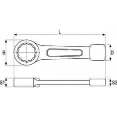 YATO Klíč maticový očkový rázový 60 mm