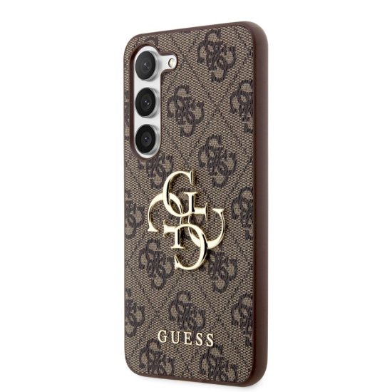 Guess  PU 4G Metal Logo Zadní Kryt pro Samsung Galaxy S23 Brown