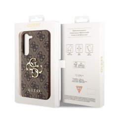 Guess  PU 4G Metal Logo Zadní Kryt pro Samsung Galaxy S23 Brown