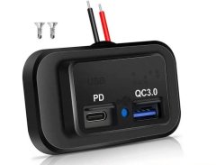 HADEX Napájecí zdířka 12-24V USB-A QC + USB-C PD