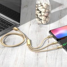 TopKing Sada USB kabelů - USB typ C / microUSB / Lightning BG-Invest 1,2m Černý