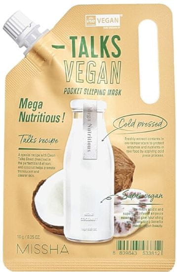 MISSHA Veganská noční pleťová maska Talks Vegan Squeeze Mega Nutritious (Pocket Sleeping Mask) 10 g