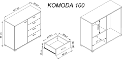 Piaski Komoda Maja 100 cm bílá