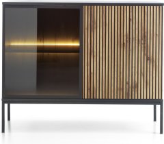 Piaski Komoda Sento s LED osvětlením 104 cm dub wotan/černá