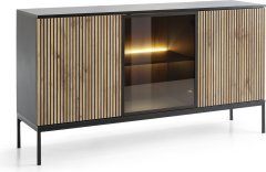 Piaski Komoda Sento s LED osvětlením 154 cm dub wotan/černá II