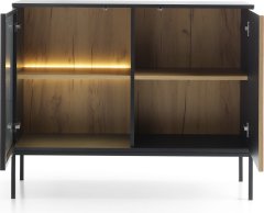 Piaski Komoda Sento s LED osvětlením 104 cm dub wotan/černá