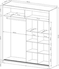 Piaski Šatní skříň Maja Alu 200 cm bílá 