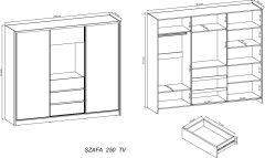 Piaski Šatní skříň TV 254 cm grafit