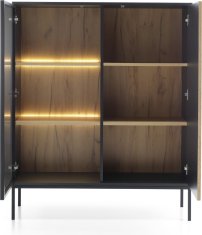 Piaski Vitrína Sento s LED osvětlením 104 cm dub wotan/černá II