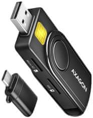 AXAGON kapesní čtečka kontaktních smart karet USB-C (eObčanka) / SD,MicroSD,SmartCard,SIM/ CRE-SMP2A / USB 2.0