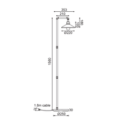 ACA  Retro stojací lampa PIPE max. 40W/E27/230V/IP20, černá