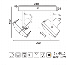 ACA  Přisazené bodové svítidlo MORFEAS max. 2x 35W/GU10/230V/IP20, šedé