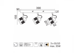 ACA  Přisazené bodové svítidlo KRYPTON max. 3x 35W/GU10/230V/IP20, šedé