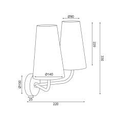 ACA  Nástěnné svítidlo TUSCAN max. 2x40W/E14/230V/IP20