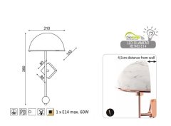 ACA  Nástěnné svítidlo MANHATTAN max. 60W/E14/230V/IP20, bílý mramor