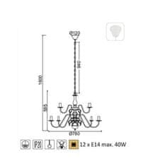 ACA  Závěsné svítidlo VELVET max. 12x40W/E14/230V/IP20