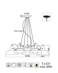 ACA  Závěsné svítidlo SOLON max. 5x60W/E27/230V/IP20