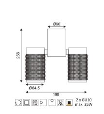 ACA  Přisazené bodové svítidlo MEGATRON1 max. 2x35W/GU10/230V/IP20