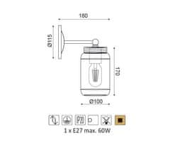 ACA  Nástěnné svítidlo BERY max. 60W/230V/E27/IP20