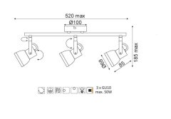 ACA  Přisazené bodové svítidlo INKA max. 3x50W/GU10/230V/IP20