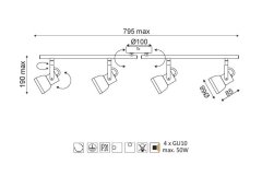 ACA  Přisazené bodové svítidlo INKA max. 4x50W/GU10/230V/IP20