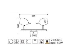 ACA  Přisazené bodové svítidlo LEGOLAS max. 2x50W/GU10/230V/IP20