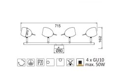 ACA  Přisazené bodové svítidlo LEGOLAS max. 4x50W/GU10/230V/IP20