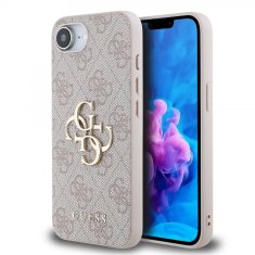 Guess Zadní kryt PU 4G Metal Logo pro iPhone 16e Pink