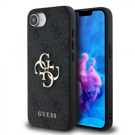 Guess Zadní kryt PU 4G Metal Logo pro iPhone 16e Grey