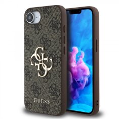 Guess Zadní kryt PU 4G Metal Logo pro iPhone 16e Brown