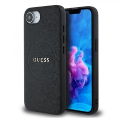 Guess Zadní kryt PU Grained Classic Logo MagSafe pro iPhone 16e Black